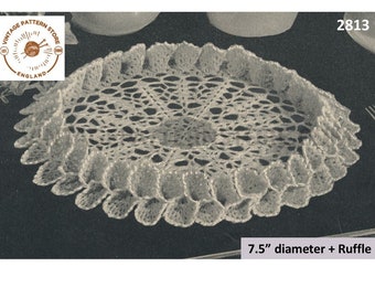 40s Vintage Doily Crochet Pattern, Ruffle Edge (PDF Pattern) 7.5" Diameter