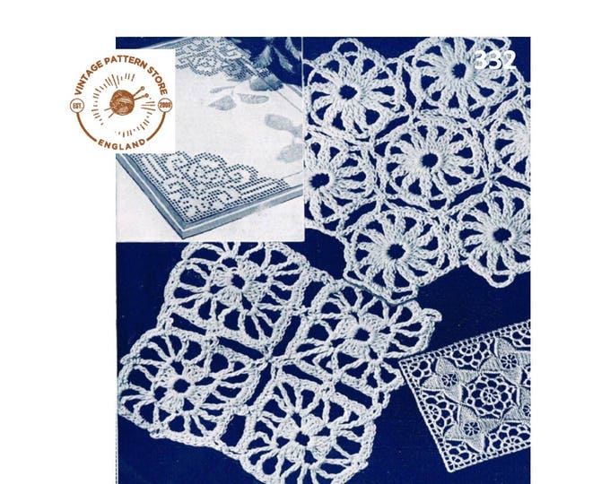 30s vintage beginners easy to crochet lace insets and motifs pdf crochet pattern Instant PDF download PDF 332