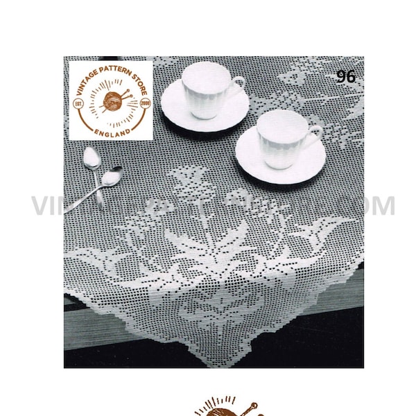 Traditional Scottish thistle lace lacy square table cloth pdf crochet pattern 36" x 36" Instant PDF download 96