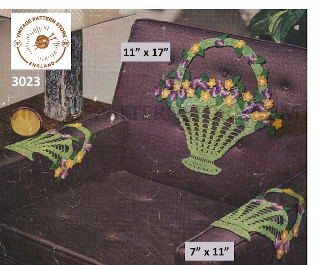 50s chair back covers crochet pattern, Settee back covers and chair arm covers pattern, Basket chair back covers pattern - PDF download 3023