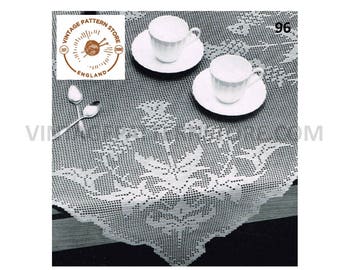 Traditional Scottish thistle lace lacy square table cloth pdf crochet pattern 36" x 36" Instant PDF download 96