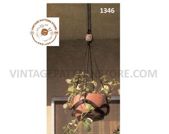 70s vintage beginners easy to make leather plant hanger pdf leather work pattern, 70s vintage retro indoor garden gardening Download 1346