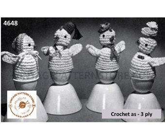 40s vintage retro 3 ply chicken hen egg cosy breakfast set pdf crochet pattern Instant PDF Download 4648