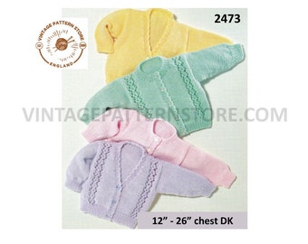 Baby Cardigan Knitting Pattern: V-Neck or Round Neck Premature (PDF Pattern) 12-26" Chest