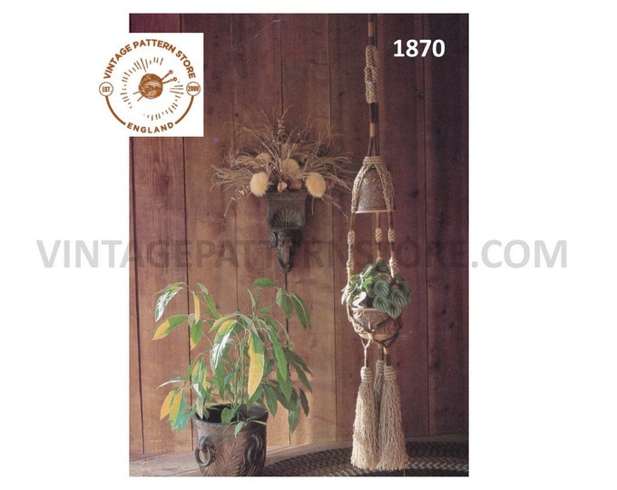 70s vintage macrame plant hanger and light pdf macrame pattern, 70s vintage retro lighting light fitting light shade pattern Download 1870