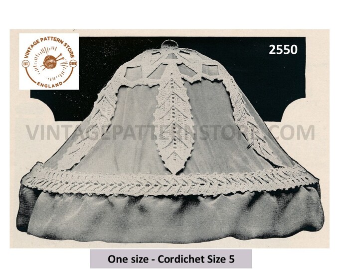 Vintage Edwardian lamp shade leaf lace & edging pdf crochet pattern Instant PDF download 2550