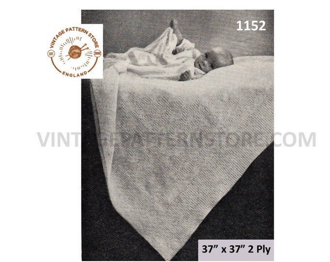 Baby Babies 30s vintage easy to knit 2 ply square lacy lace shawl wrap pdf knitting pattern 37" x 37" Instant PDF download 1152