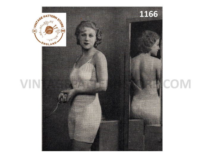 Ladies Womens 30s vintage backless strappy camisole underwear under garment pdf knitting pattern 40" chest Instant PDF download 1166