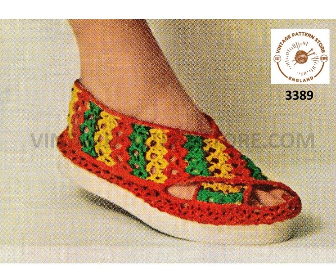 Ladies Womens 50s sandals crochet pattern, Ladies Womens 50s striped crossover sandals pattern - small medium large PDF download 3389