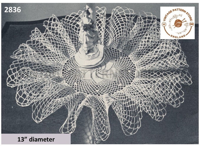Ruffle edge doily crochet pattern, Star and lattice doily patterns, 40s Circular doily patterns - 13" diameter - PDF download 2836