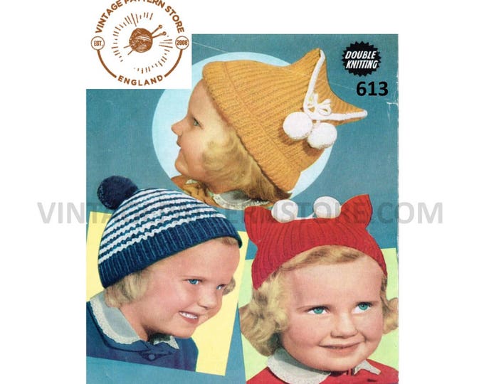 Toddlers hat knitting pattern, Toddlers Girls Boys envelope hat cap striped hat knitting pattern - ages 2 - 4 years - PDF download 613