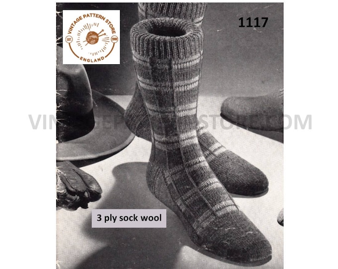 Mens Scottish socks knitting pattern, Mens fair isle patterned socks pattern, Mens 3 ply socks pattern - PDF download 1117