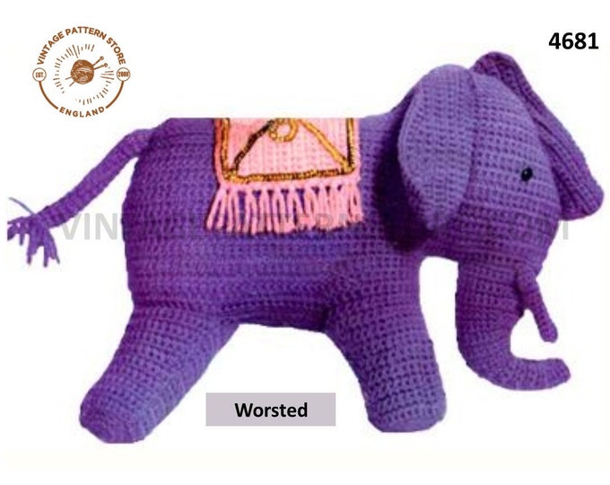 50s vintage retro cuddly toy elephant pdf crochet pattern Instant PDF Download 4681