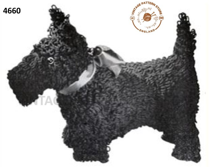 30s vintage retro crochet cuddly toy scottie dog pdf crochet pattern Instant PDF Download 4660