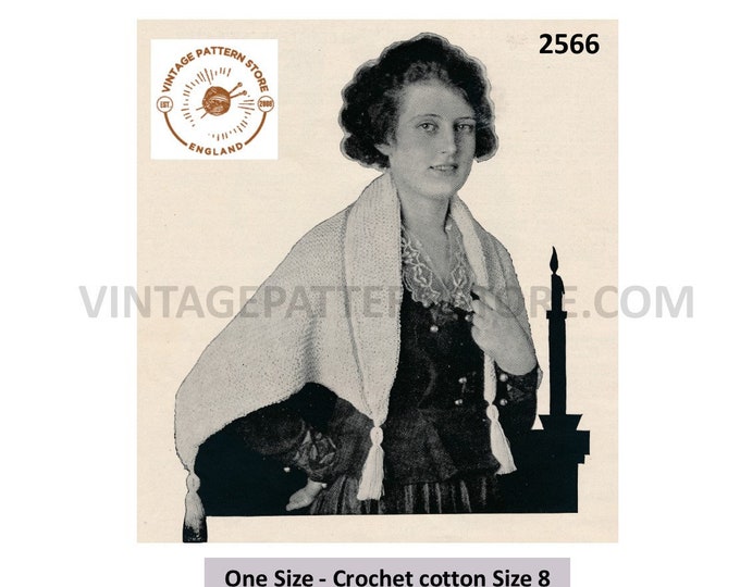 Ladies Womens Edwardian tasselled shawl cape pdf knitting and crochet pattern one size Instant PDF download 2566