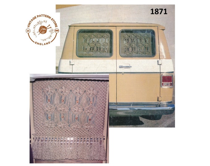 70s vintage camper van macrame drapes net curtains pdf macrame pattern Instant PDF download 1871