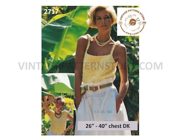 Ladies Womens 90s DK strappy Summer top and cap sleeve slipover sweater vest pdf knitting pattern 26" to 40" Instant PDF download 2717