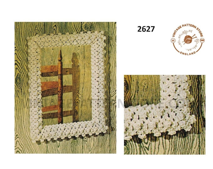 70s vintage macrame mirror picture frame pdf macrame pattern Experience required Instant PDF download 2627