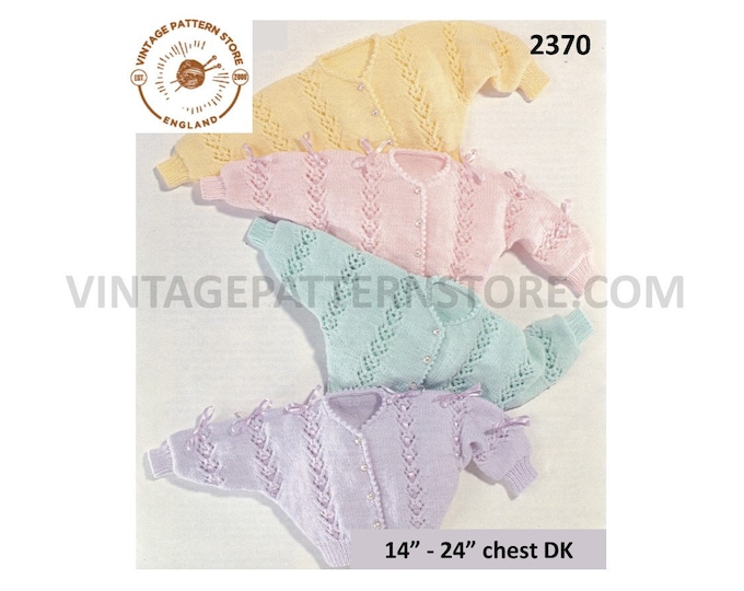 Premature Preemie baby babies lacy lace striped round picot neck DK dolman cardigan pdf knitting pattern 14" to 24" Instant download 2370