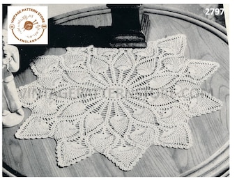 40s Pineapple Lace Doily Crochet Pattern, 18" Diameter (PDF Pattern)