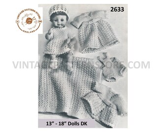 1960s Baby Doll Clothes Knitting Pattern for 13-18" Dolls (PDF Pattern)