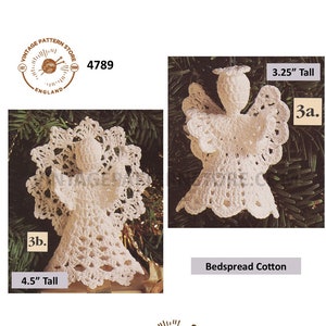 90s vintage crochet angel Christmas tree topper decoration ornament pdf crochet pattern 4 designs to make 3.25" and 4.5" tall Download 4789
