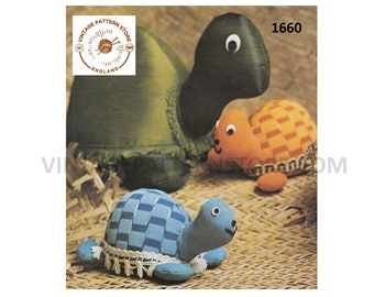 80s vintage easy to make mother and baby weighted doorstop or cuddly toy tortoise pdf sewing pattern Instant PDF Download 1660