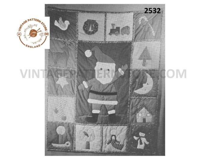 Baby Babies 70s vintage Santa Claus Father Christmas quilt pdf sewing pattern Instant PDF download 2532