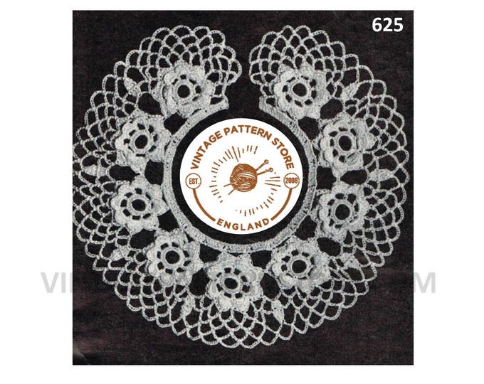 Ladies Womens 30s vintage floral rose motif lacy lace dress collar pdf crochet pattern one size Instant PDF Download 625