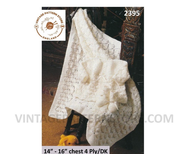 Premature Preemie Baby Babies DK & 4 ply layette matinee coat jacket booties bootees shawl pdf knitting pattern 14" to 16" PDF download 2395