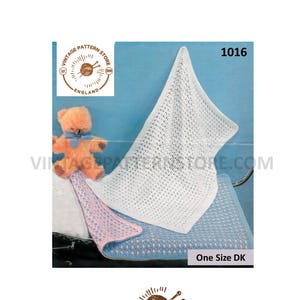 Baby Babies 60s vintage easy to crochet DK pram cot cover blanket pdf crochet pattern 2 designs Instant PDF download 1016