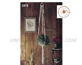 70s Vintage Macrame Plant Hanger Pattern, Easy DIY, Indoor Retro Garden (PDF Download)