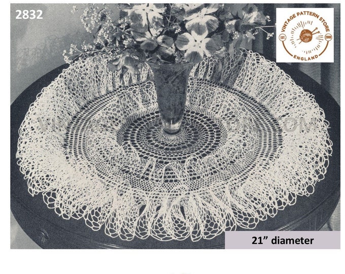 Ruffle edge doily crochet patterns, Large doily crochet patterns, 40s crochet doily patterns - 21" diameter - PDF download 2832
