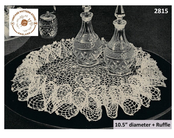 Irish lace doily crochet patterns, Ruffle edge doily crochet patterns, 40s crochet doily patterns - 10.5" diameter - PDF download 2815