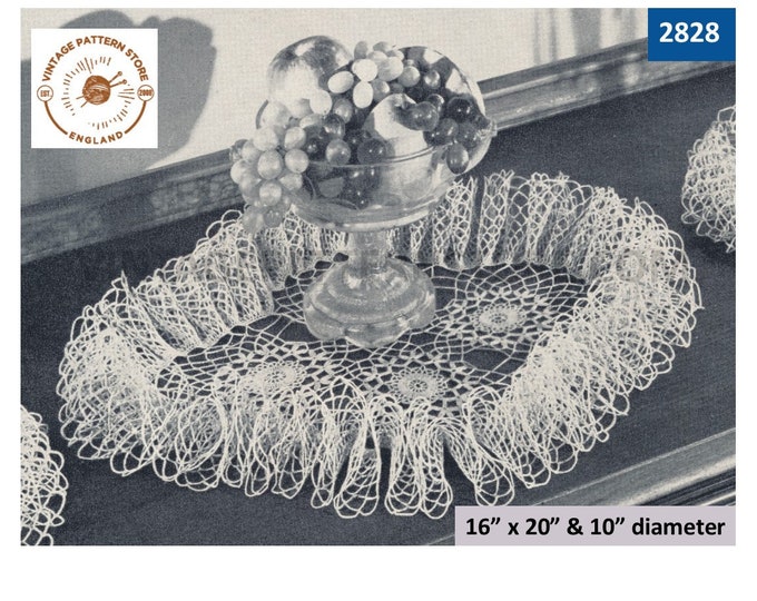 Ruffle edge doily crochet pattern, 40s crochet doily patterns, Floral doily patterns - 16" x 20" - PDF download 2828