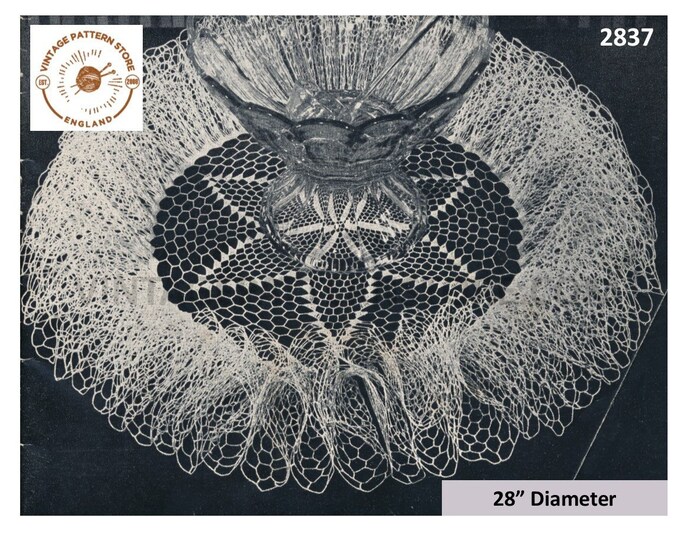 Large doily crochet patterns, Circular doily crochet patterns, 40s crochet ruffle doily patterns - 28" diameter - PDF download 2837