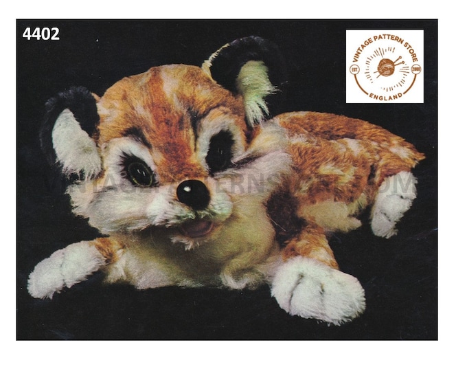 70s vintage toy lion or tiger cub pdf sewing pattern Instant PDF Download 4402