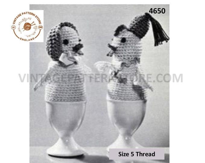 40s vintage retro crochet rooster hen chicken egg cosy breakfast set pdf crochet pattern Instant PDF Download 4650