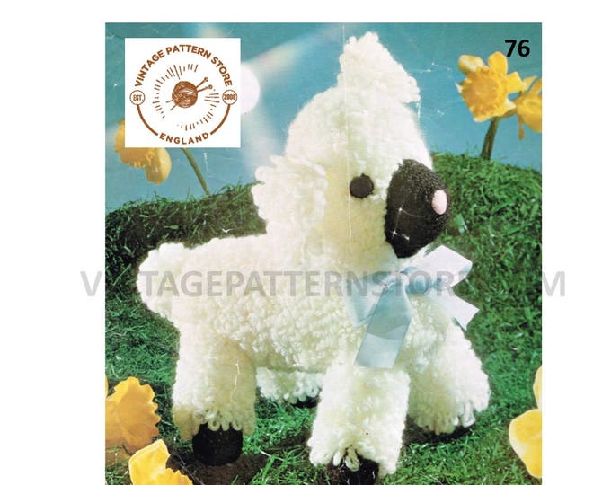 70s vintage DK cuddly toy sheep lamb pdf crochet pattern 11" high Instant PDF Download 76