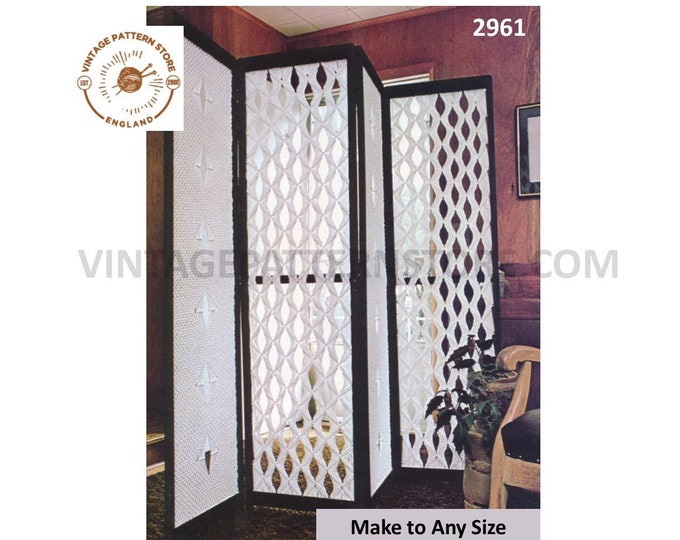 70s vintage macrame furnishings room screen divider pdf macrame pattern makes to desired size Instant PDF download 2961