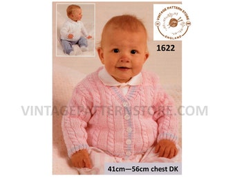 Baby Cable Sweater & Cardigan Knitting Pattern, DK, 41-56cm Chest (PDF Pattern)