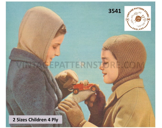 Boys simple and easy to knit plain and rib stitch 4 ply balaclava helmet pdf knitting pattern in small and large Instant PDF download 3541