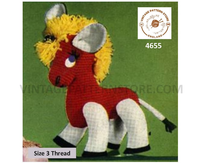 50s vintage retro crochet cuddly toy horse pdf crochet pattern Instant PDF Download 4655