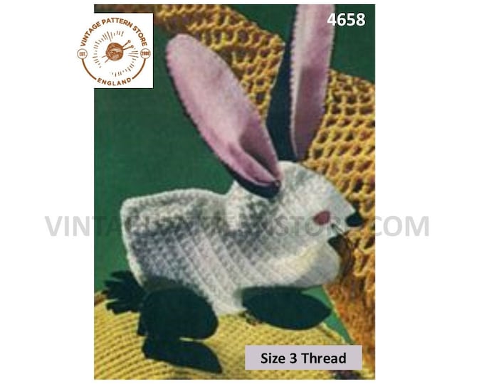50s vintage retro crochet cuddly toy bunny rabbit pdf crochet pattern Instant PDF Download 4658