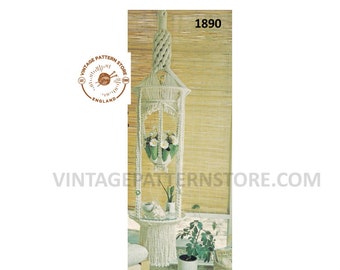 70s Vintage Coffee Table & Plant Hanger Macrame Pattern (PDF Download) 7ft 9" Long