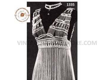 Ladies Womens 70s macrame dress over-dress bodice pdf pattern Makes To Any Size Instant PDF download 1335