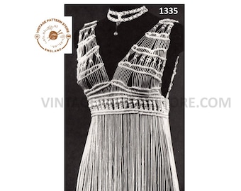 Ladies Womens 70s macrame dress over-dress bodice pdf pattern Makes To Any Size Instant PDF download 1335