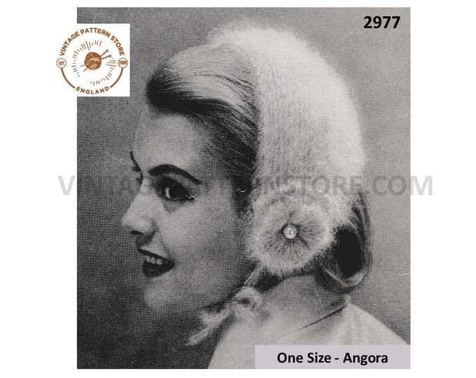 Ladies Womens 50s vintage angora headband hat pdf crochet pattern 14" Long instant PDF download 2977