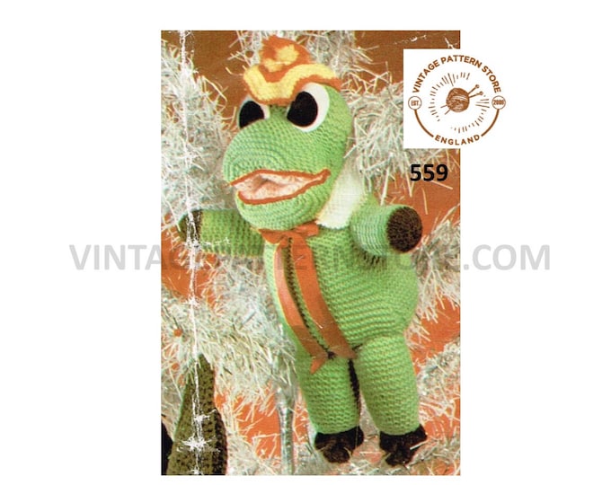 70s vintage easy to knit DK cuddly toy frog toad pdf knitting pattern Instant PDF download 559