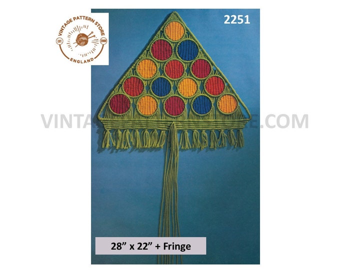 70s vintage macrame Christmas tree wall hanging decoration ornament pdf macrame pattern Instant PDF download 2251